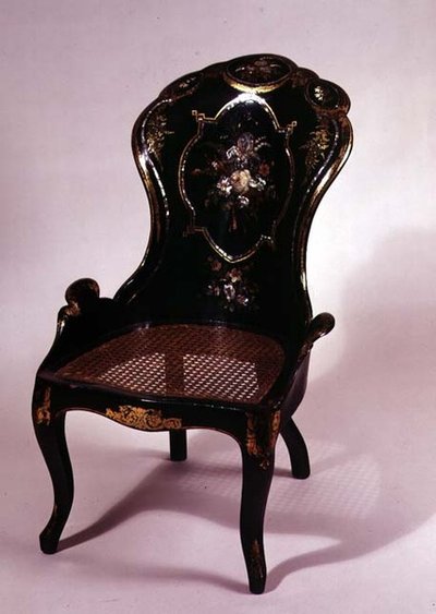 Chair with Split Cane Seat and Mother-of-Pearl Decoration, c.1840-50 by English School